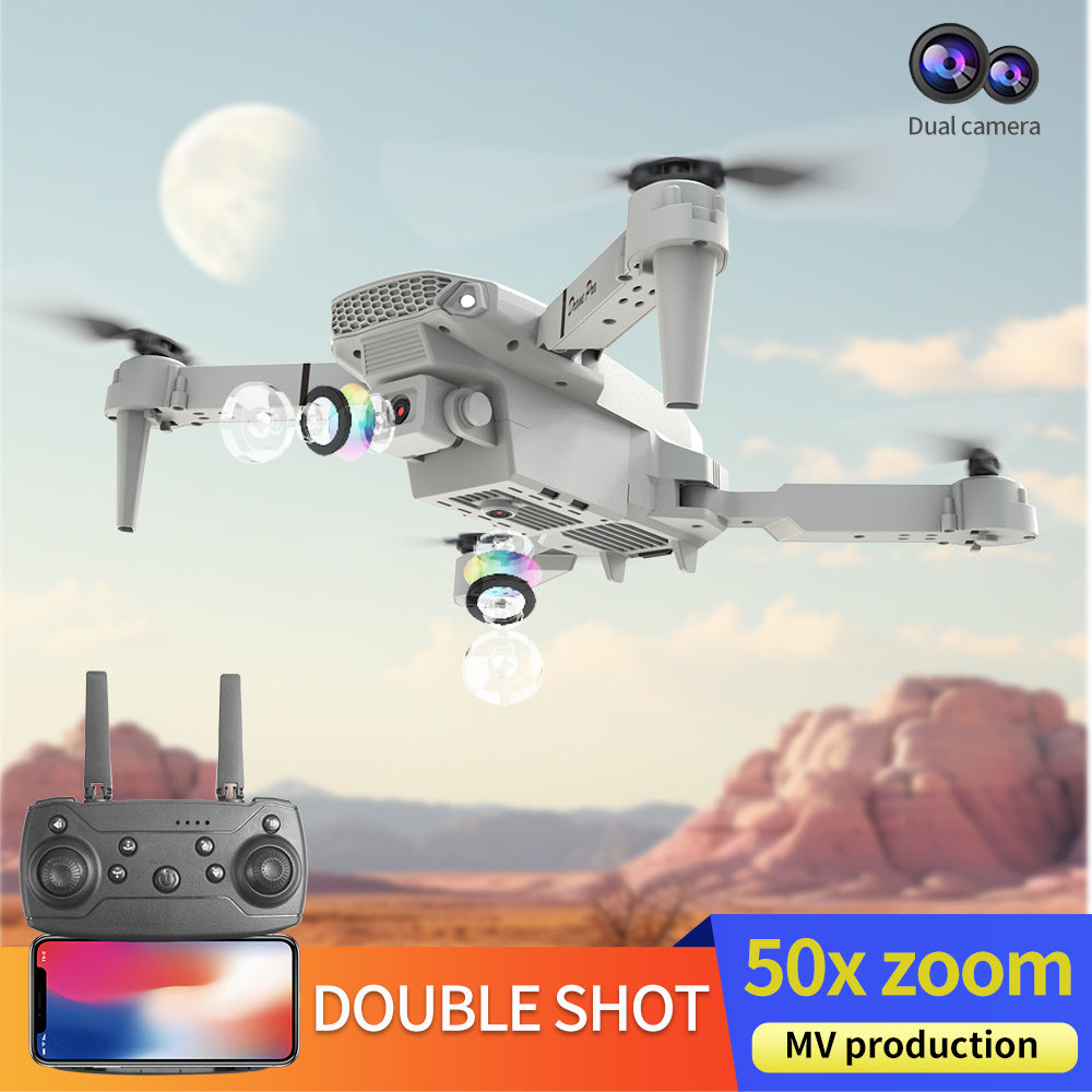 E88 Dual Camera Drone, WiFi FPV Double Folding RC Quadcopter Altitude Hold, Remote Control Toy