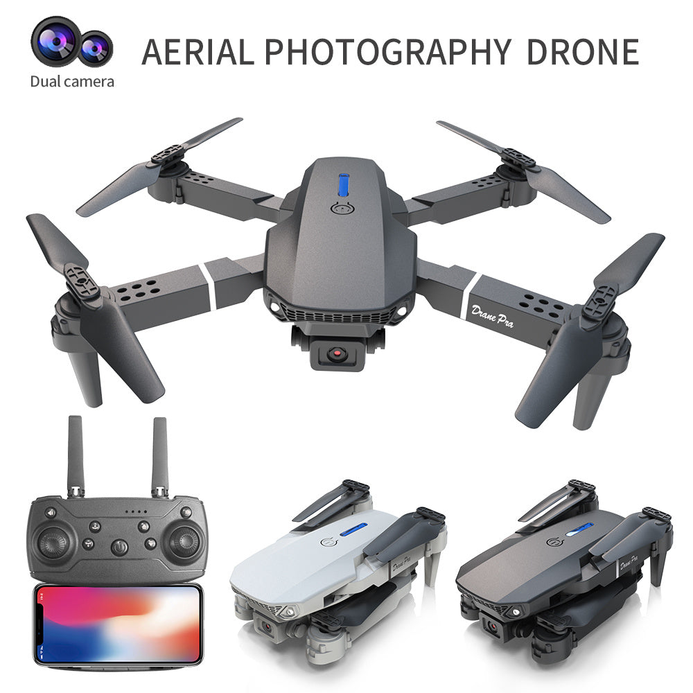 E88 Dual Camera Drone, WiFi FPV Double Folding RC Quadcopter Altitude Hold, Remote Control Toy