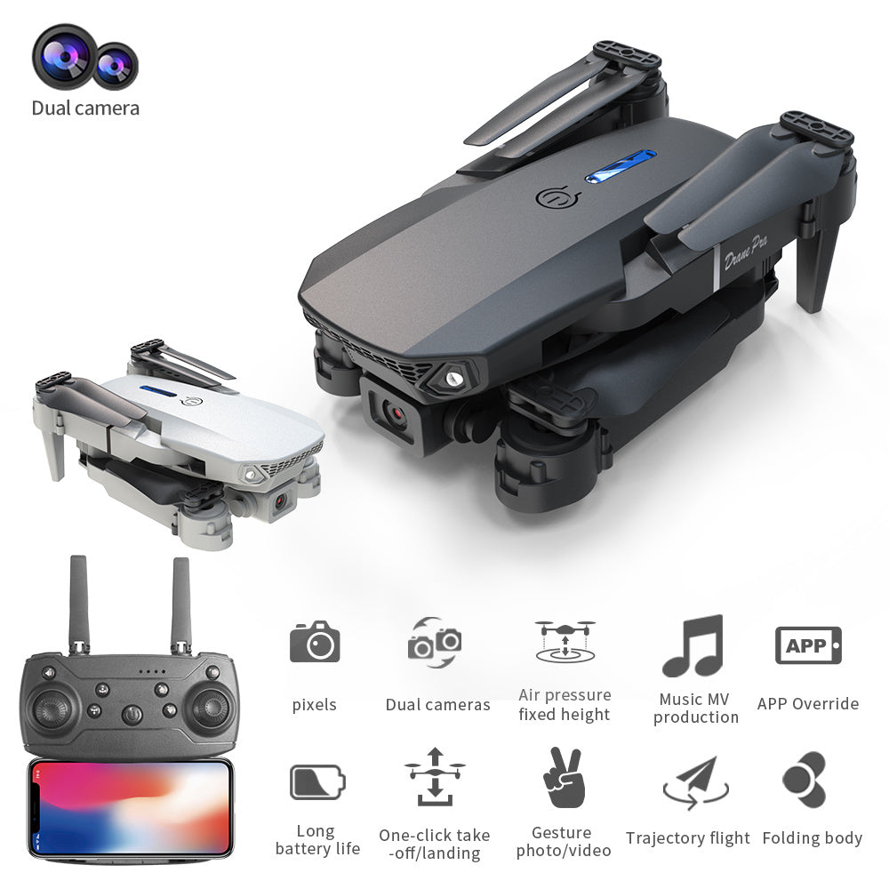 E88 Dual Camera Drone, WiFi FPV Double Folding RC Quadcopter Altitude Hold, Remote Control Toy