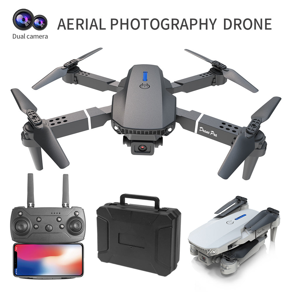 E88 Dual Camera Drone, WiFi FPV Double Folding RC Quadcopter Altitude Hold, Remote Control Toy