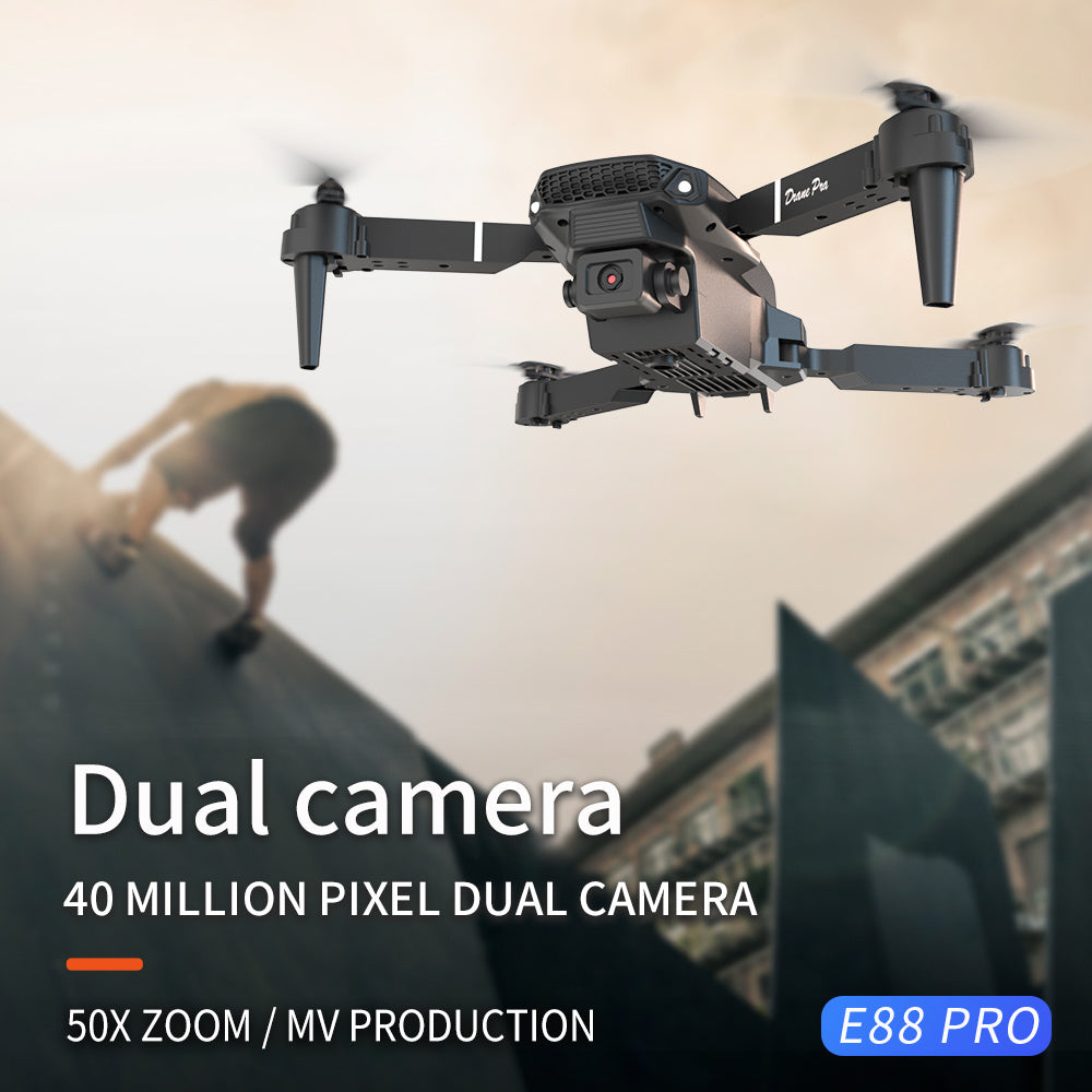 E88 Dual Camera Drone, WiFi FPV Double Folding RC Quadcopter Altitude Hold, Remote Control Toy