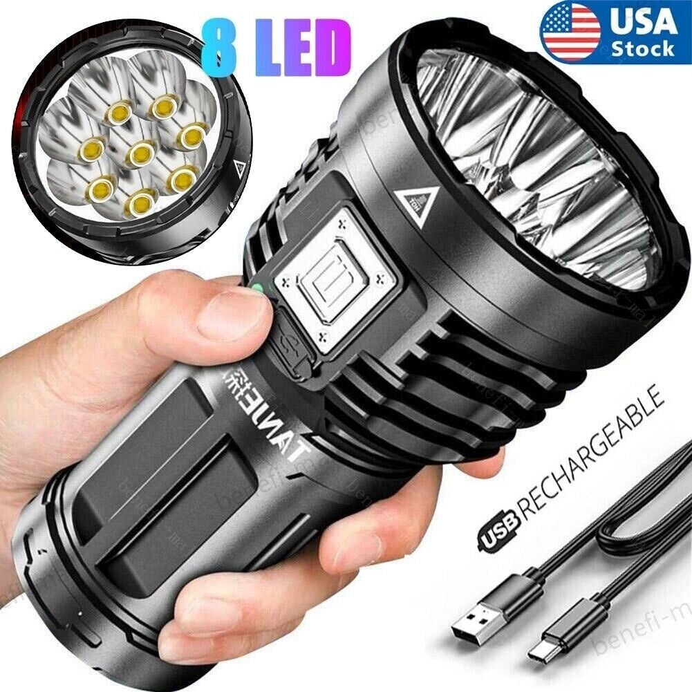Super Bright Led Torch Light Flashlight Outdoor 30W, USB Rechargeable 1500mAh Led Torch, Mini Flashlight Home Emergency Light
