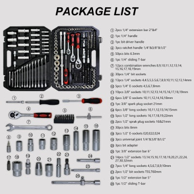 Ool Set Socket And Ratchet Wrench Toolbox, 171pcs   Set 216pcsTool Box, Universal Home Car Repair Tool Set For Men And, Perfect For Homeowners, DIY Enthusiasts, And Mechanics