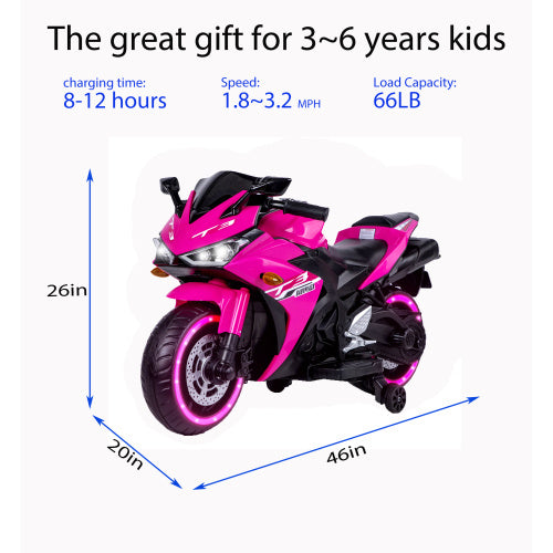 Kids Motorcycle,12V Motorcycle For Kids 3 4 5 6 Years Boys Girls 12v7ah Kids Motorcycle Ride On Toy With Training Wheels  Manual Throttle  Drive By Hand Lighting Wheels