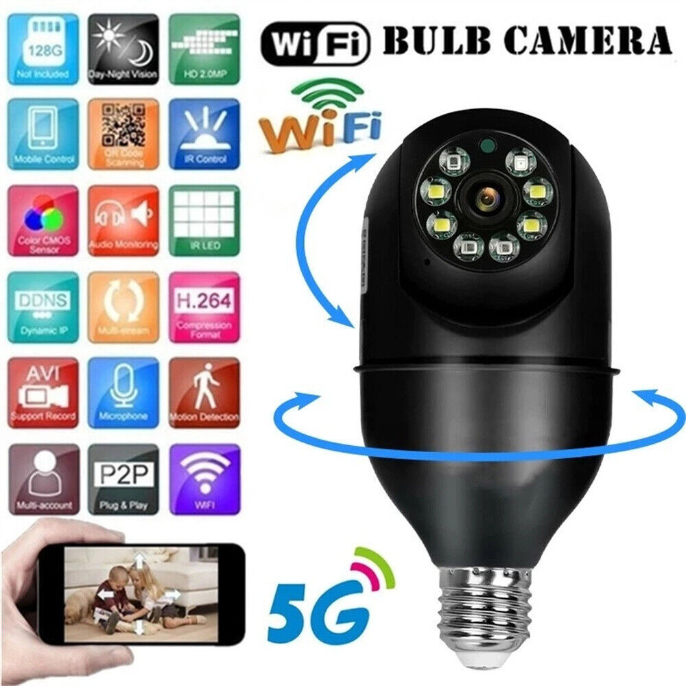 E27 Light Bulb 1080P IP Camera 5G Wi-Fi Night Smart Home Wireless Security