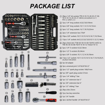 Ool Set Socket And Ratchet Wrench Toolbox, 171pcs   Set 216pcsTool Box, Universal Home Car Repair Tool Set For Men And, Perfect For Homeowners, DIY Enthusiasts, And Mechanics