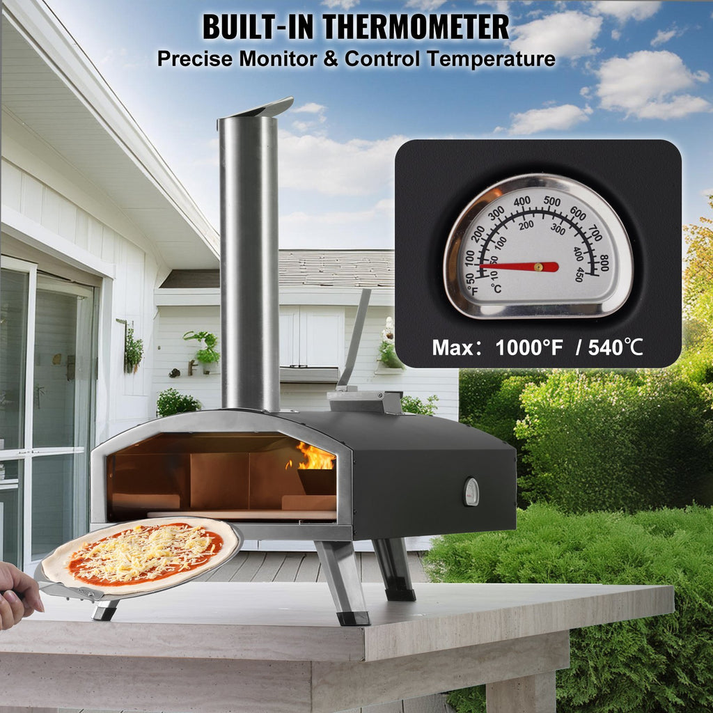 VEVOR 12Outdoor Pizza Oven Portable Wood Pellet Pizza Oven Iron Spray Camping