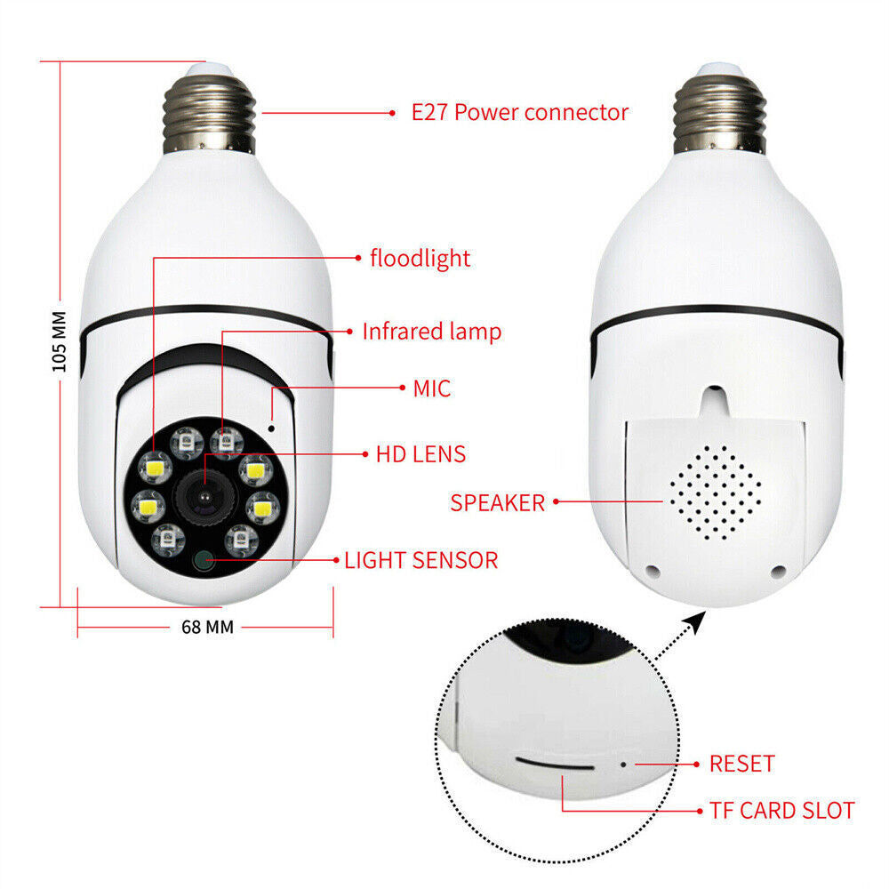 E27 Light Bulb 1080P IP Camera 5G Wi-Fi Night Smart Home Wireless Security