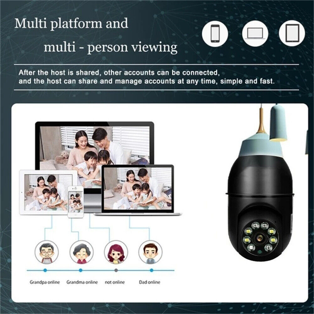 E27 Light Bulb 1080P IP Camera 5G Wi-Fi Night Smart Home Wireless Security
