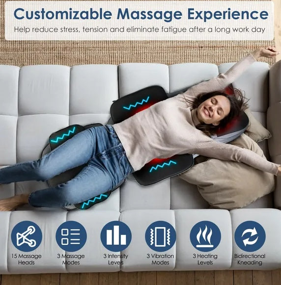 Shiatsu Neck Back Massager With Heat Full Body 3D Kneading Massage Chair Pad Multifunctional Massage Pad For Home Car Driver Seat